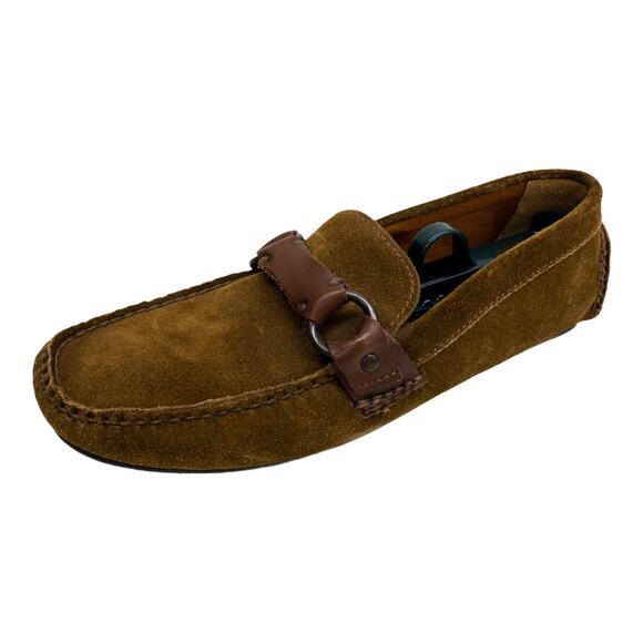 FRYE Mens Driving Loafers Moccasins Allen Ring Keeper Brown Suede Leather   7 - Picture 1 of 10